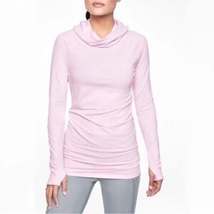 Athleta Women's Essence Cowl‎ Neck Pink Hoodie Tunic Size Large NWT